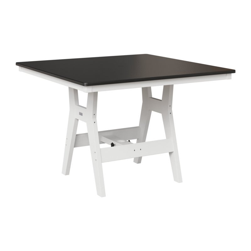 Table de bar berlinoise Berlin Harbor, Blanc, Noir martelé, H 38,87 po x l 44 po x P 44 po