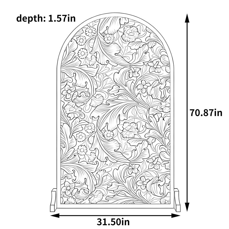 Séparateur floral rétro, H 70,87 po x l 31,5 po x P 1,57 po