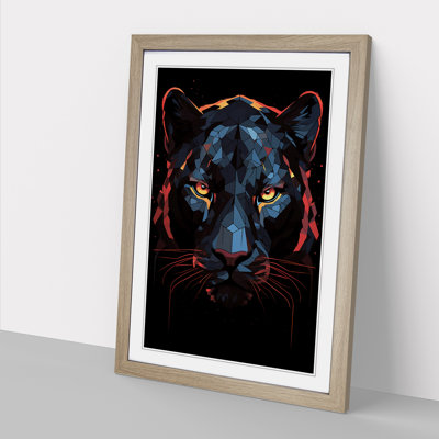 Panther Geometric No.3 - Single Picture Frame Print on Wood