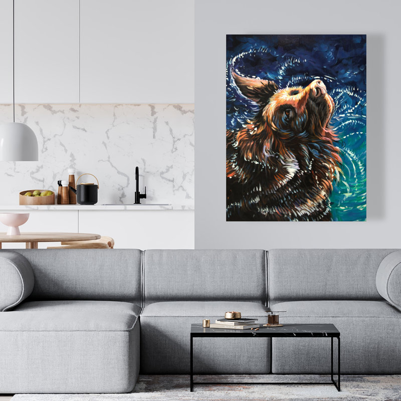 Art sur toile turquoise, Wet Golden Retriever
