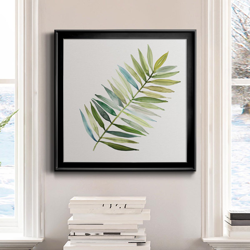 Palmier II - peinture sur toile encadrée, H 26,5 po x l 26,5 po x P 1,5 po, Noir