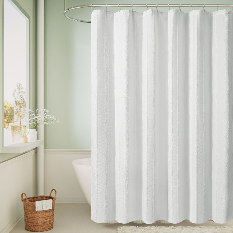 Rideau de douche à rayures Spa, Blanc