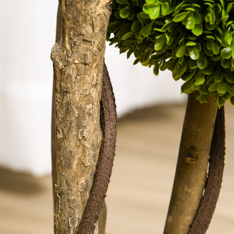 90cm Faux Boxwood Tree in Cement Pot