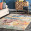 Tapis abstrait tissé à la machine Hiroko - ivoire / bleu / rose / jaune-914650041