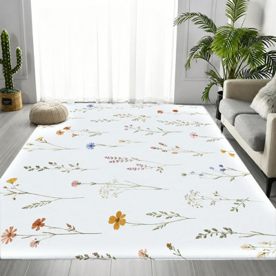 Tapis à motif floral Boho Watercolor Wildflower