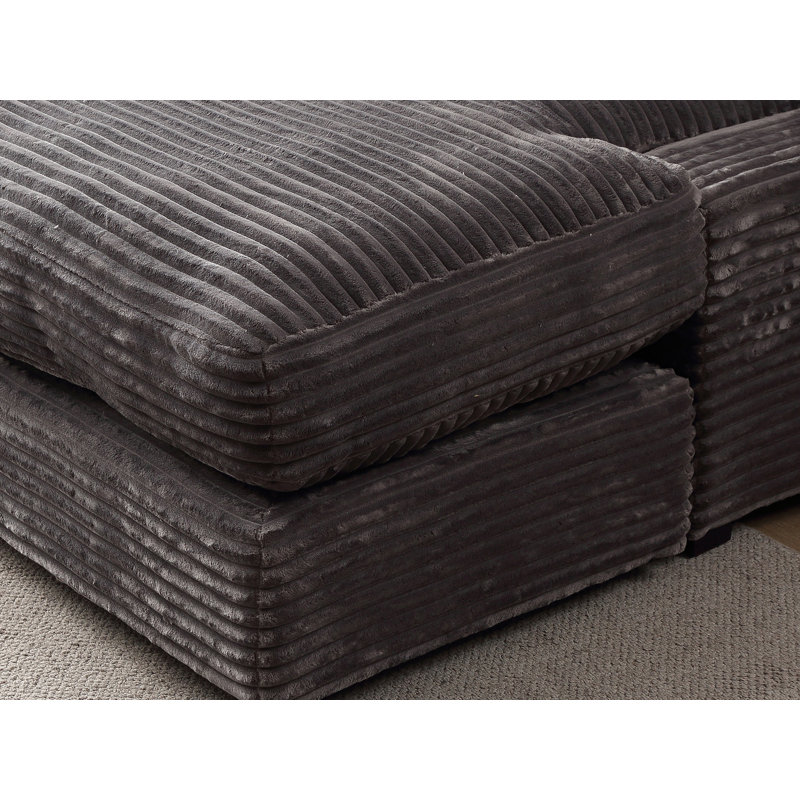 Upholstered Chaise Lounge, Velours côtelé gris