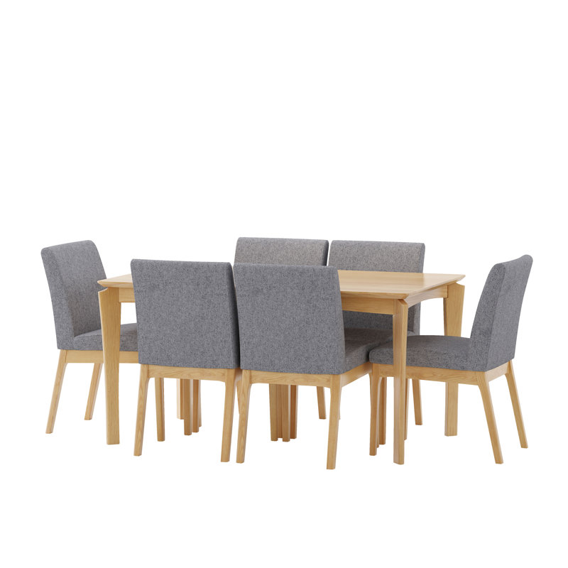 Ensemble de salle à manger rectangulaire L 59,1 po x l 35,4 po Chennault, Gris foncé, Chêne naturel