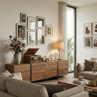 67" Mid-Century Modern TV Stand With 4-Door Storage For Tvs Up To 70"