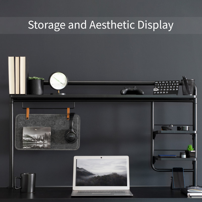 Black Clamp-On Desktop Shelving System with Magnetic Memo Board