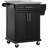 Kitchen Island on Wheels, Rolling Kitchen Cart with Stainless Steel Countertop, Drawer, Towel Rack and Spice Rack, Utility Storage Trolley, Black-847637751-847637746
