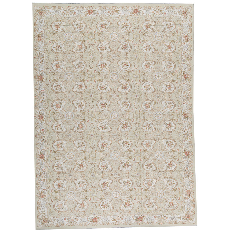 Hand-Knotted High-Quality Beige and Beige Area Rug