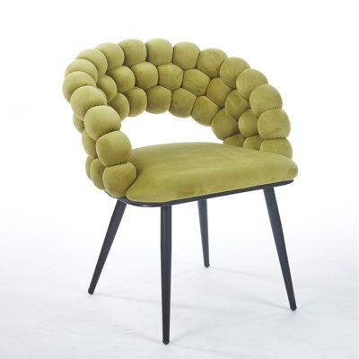 Chaise moderne (ensemble de 2) avec pieds en tube de fer, coussins moelleux et dossier confortable, convient à la salle à manger, au salon, au café, au dossier en boule de poils