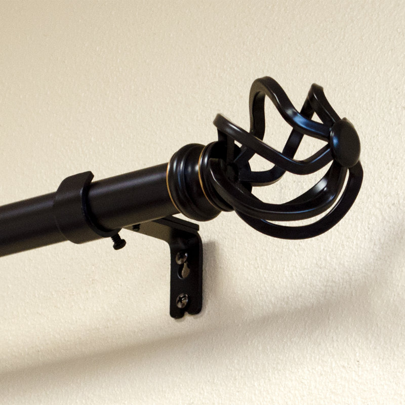 Kamath Steel Adjustable Single Curtain Rod, Oil Rubbed Bronze