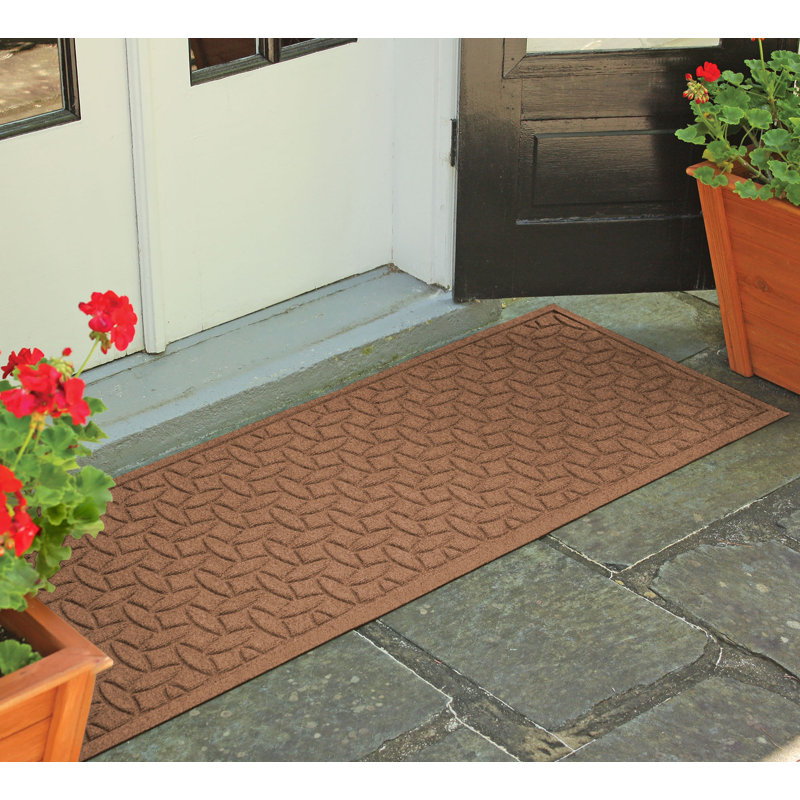 WaterHog Elipse Non-Slip Indoor Outdoor Door Mat, Dark Brown, 3' W x 7' L