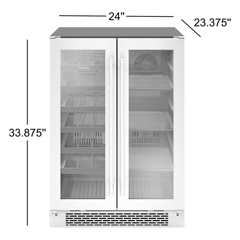 Brisas by Zephyr 24" 21-Bottle and 64-Can Dual Zone Wine and Beverage Cooler