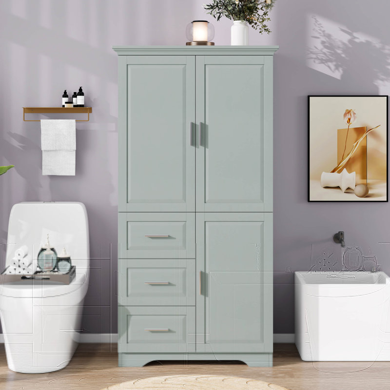 Tall Storage Cabinet, Freestanding Pantry With 3 Doors, Adjustable Shelves And 3 Storage Drawers For Kitchen/Bathroom/Office