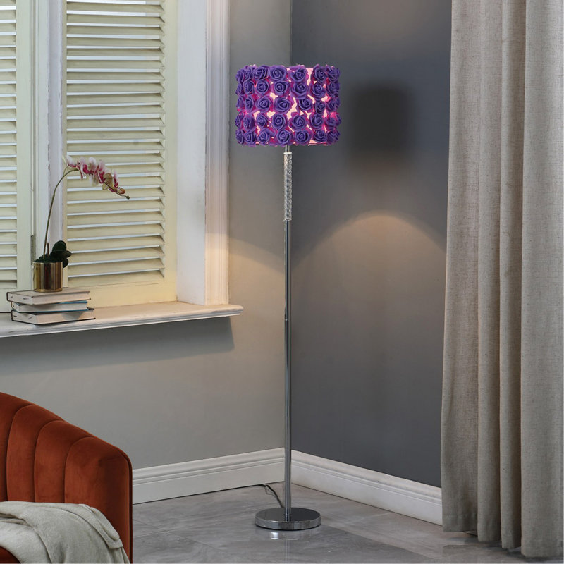Lampe sur pied en acrylique / métal 63 po In Lavender Roses In Bloom, Violet
