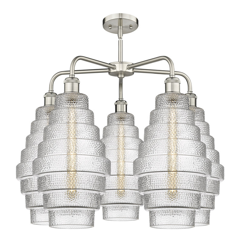 Lustre unique à 5 lumières Bedrie, Blanc, Nickel satiné