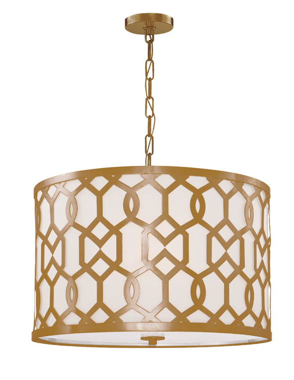 Jennings 5-Light Drum Pendant, Aged Brass, 24.25" 5-Light