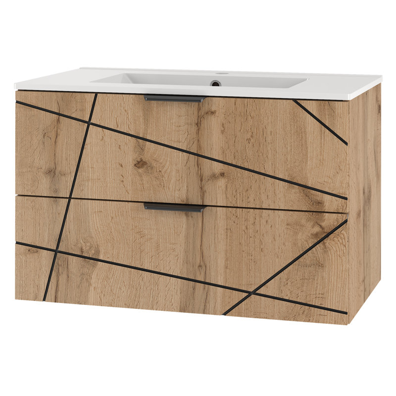 Aree Wall Mounted Required Bathroom Storage Furniture Set, Natural