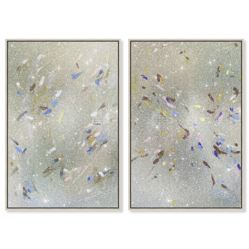 Spontaneous Traces Set Set by Oliver Gal, 110"H x 74"W, Silver Floater Frame