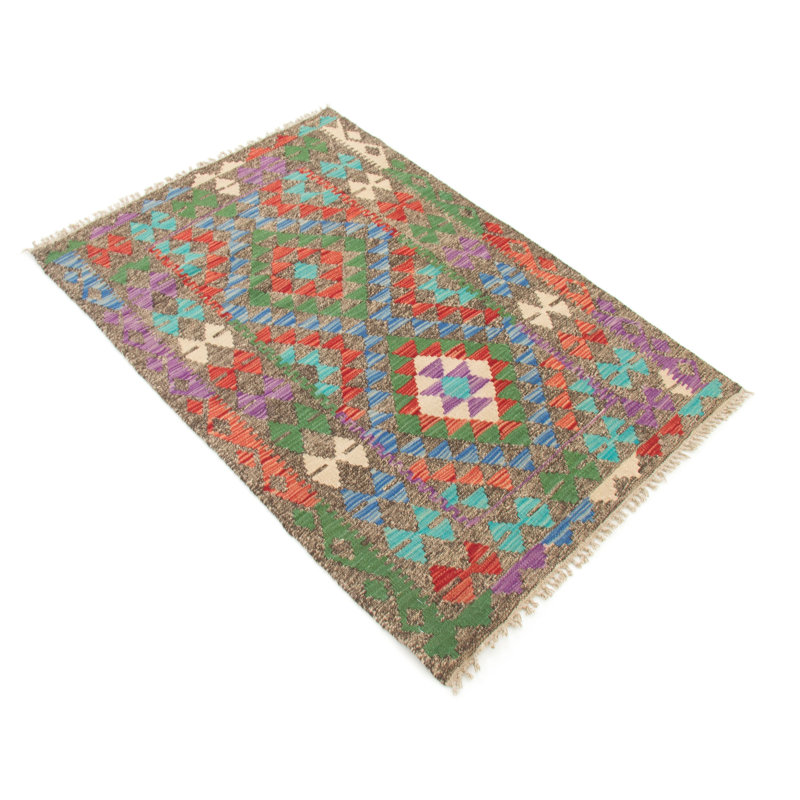 Geometric Wool Hand Woven Area Rug, Rectangle 86 x 122cm