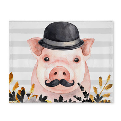 Petit napperon cochon détective | Décor d'animaux de ferme | Polyester