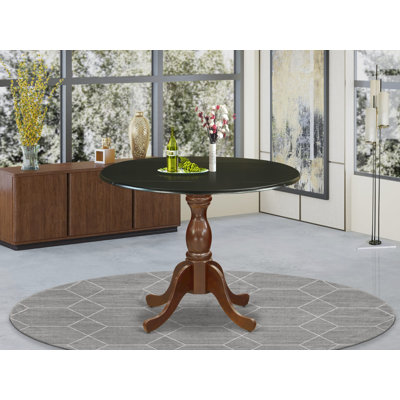 Table de cuisine avec abattants - plateau de table noir et pieds en acajou