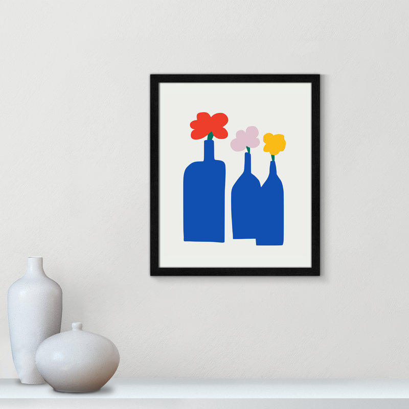 «Bold Blooms Trio Print» par Dean, L 16 po x H 19 po, Grain de bois noir, Impression encadrée