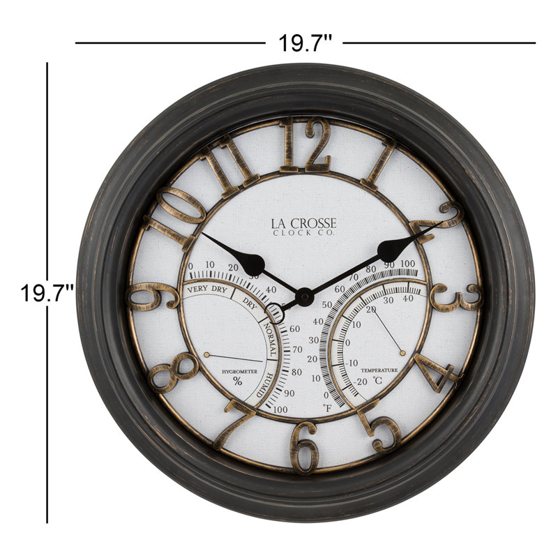 Horloge à quartz 19,7 po avec température Waymire