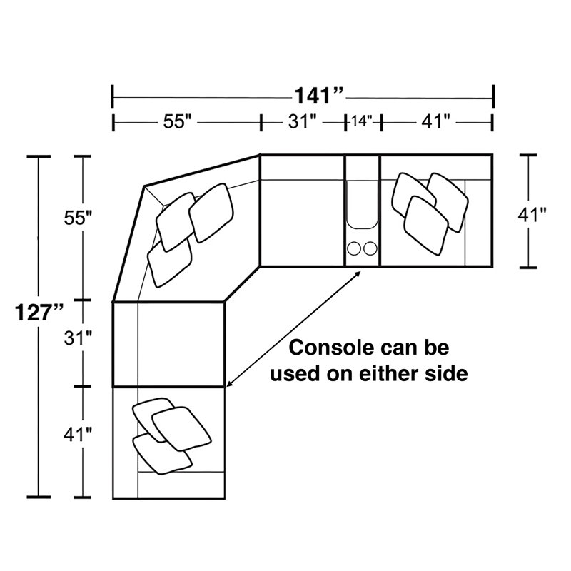 Canapé modulaire inclinable 6 pièces Baylei Ladson, Électrique