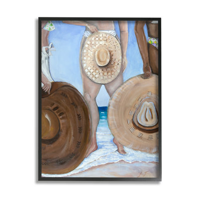 «Sun Hat Women Summer Beach Tide Coastal», peinture sur toile tendue surdimensionnée par Lauren Jane