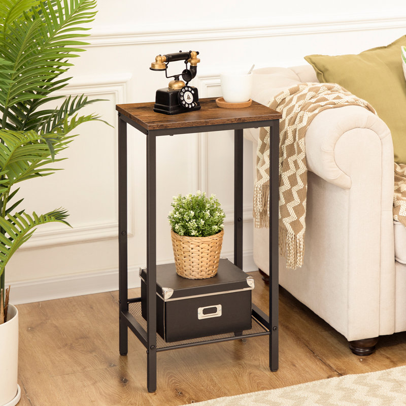 Raimondas 28.9" Tall End Table, Rustic Brown/Black