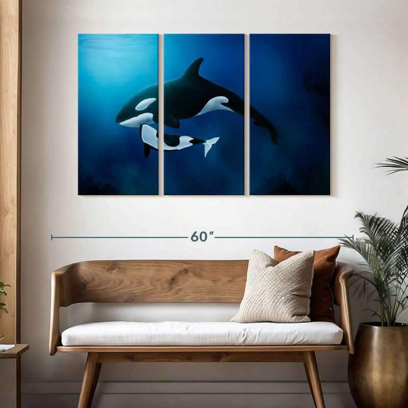 Brampt Mother And Baby Orca, 32" H x 50" W