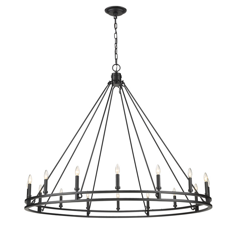 Henricks 16 - Light Dimmable Wagon Wheel Chandelier