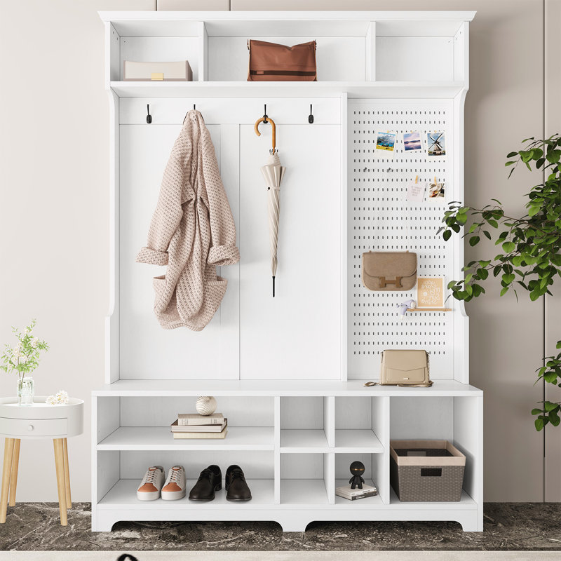 Arbre d'entrée multifonctionnel avec différentes options de rangement pour chaque pièce, Blanc