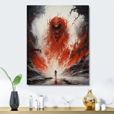 Red Scarlet Villainy Unleashed Deamon - Abstract Collages Metal Wall Art