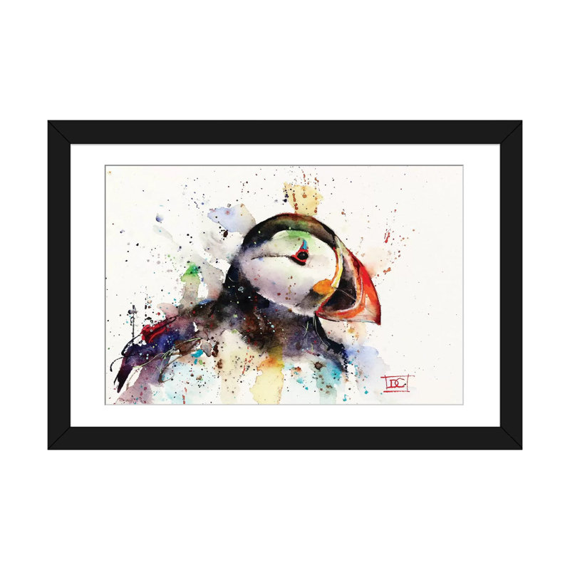 « puffin' » par dean crouser,, reproduction d’impression sur toile tendue, Papier d'art encadré noir, Blanc