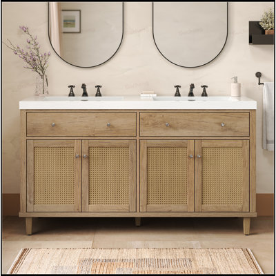 60Inch Bathroom Vanity With Double Sink With Soft Closing Doors