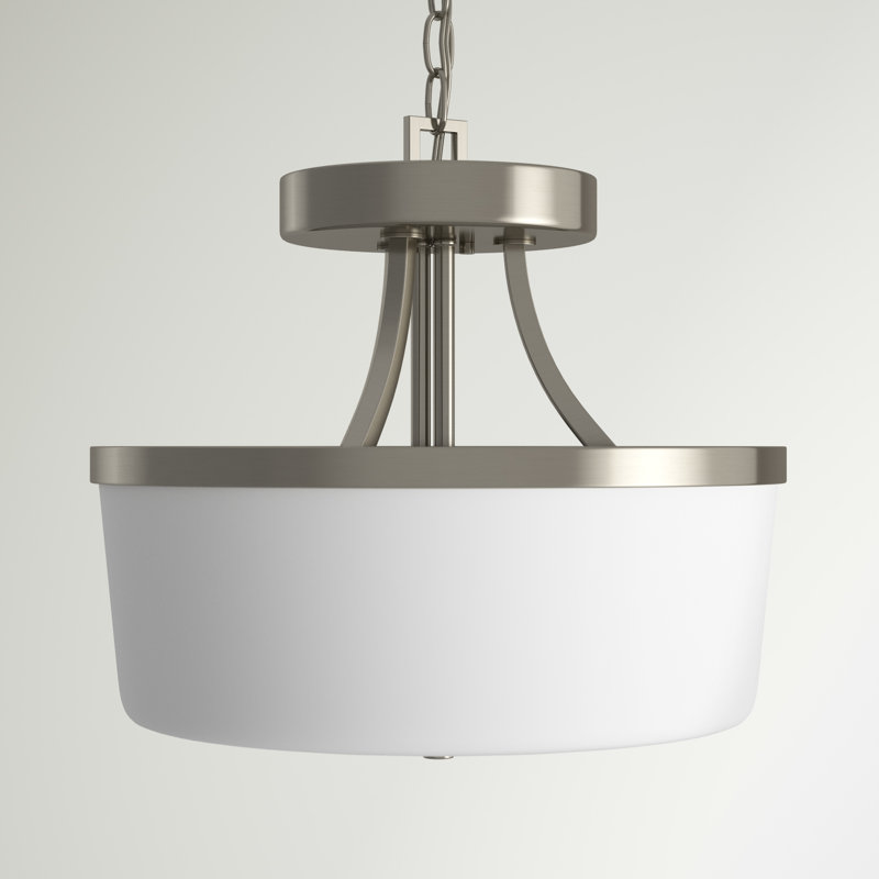 Hettinger Two Light Semi-Flush Convertible Pendant from Generation Lighting , Brushed Nickel