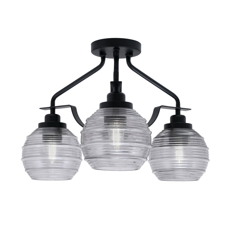 Odyssey 3 Light Semi-Flush Shown In With 6", Noir mat, gris