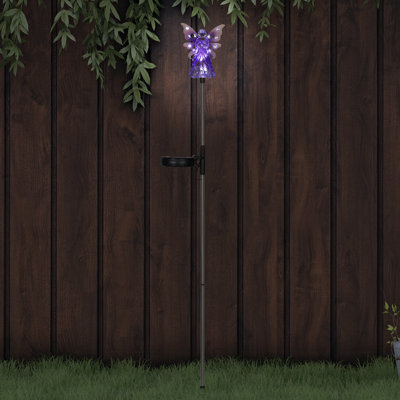 Exhart Solar Acrylic Angel with Wings and LED Lights Metal Garden Stake