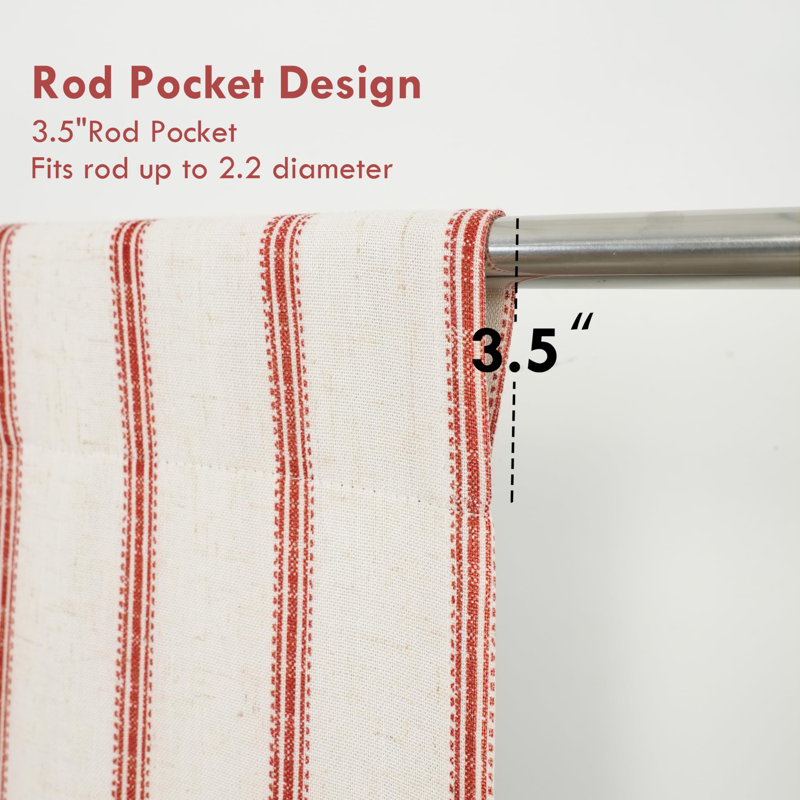 Waddah Linen Curtain, Red, 25" W x 47" L