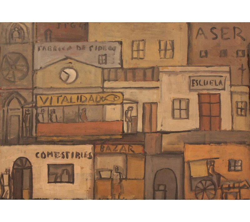 "City" par Joaquin Torres-Garcia - Toile tendue avec châssis, H 40 po x l 28 po