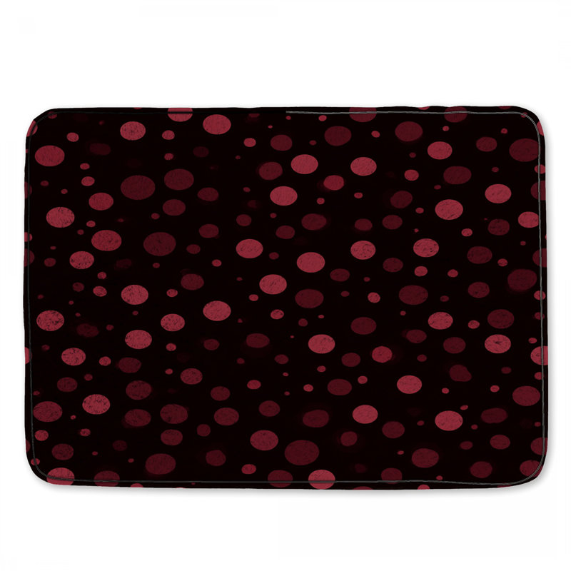 Motif de tapis de bain Polka, Simple - L 24 po x l 17 po, Motif à pois noirs