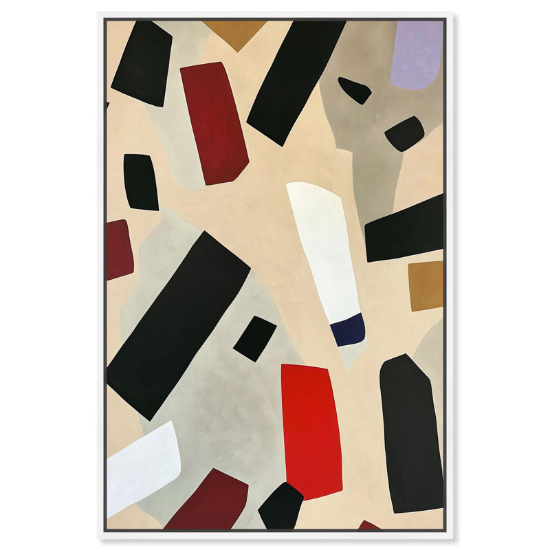 «Mindscape Mosaic III», toile abstraite moderne par , Cadre flottant blanc, H 16 po x l 16 po