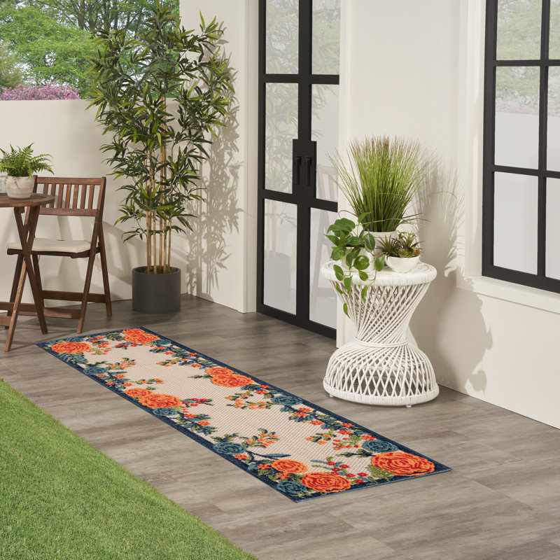 Aloha  Floral Multicolor Indoor/Outdoor Area Rug, Runner 2' X 6'
