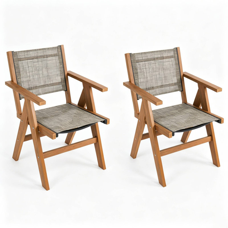 Chaise de salle à manger d'extérieur 2 pièces parfaite pour les repas de patio et les brunchs de jardin, Teak