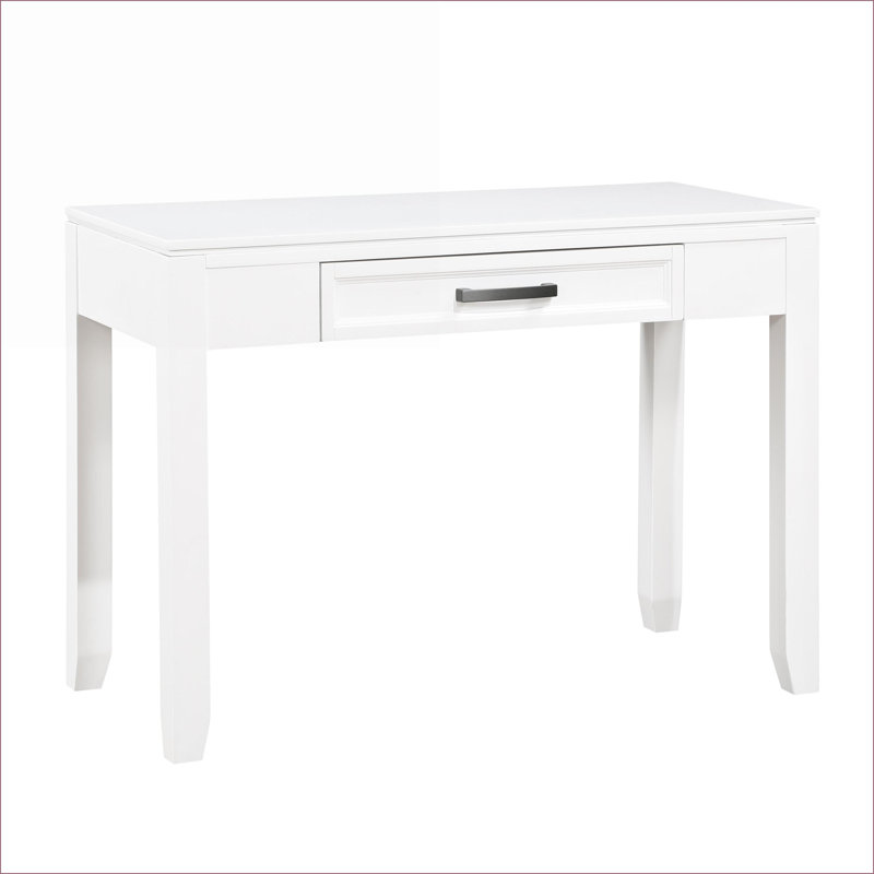 Bureaux | Bureau d'écriture transitionnel rustique avec 1 tiroir | 42 po de largeur | Blanc | Bois