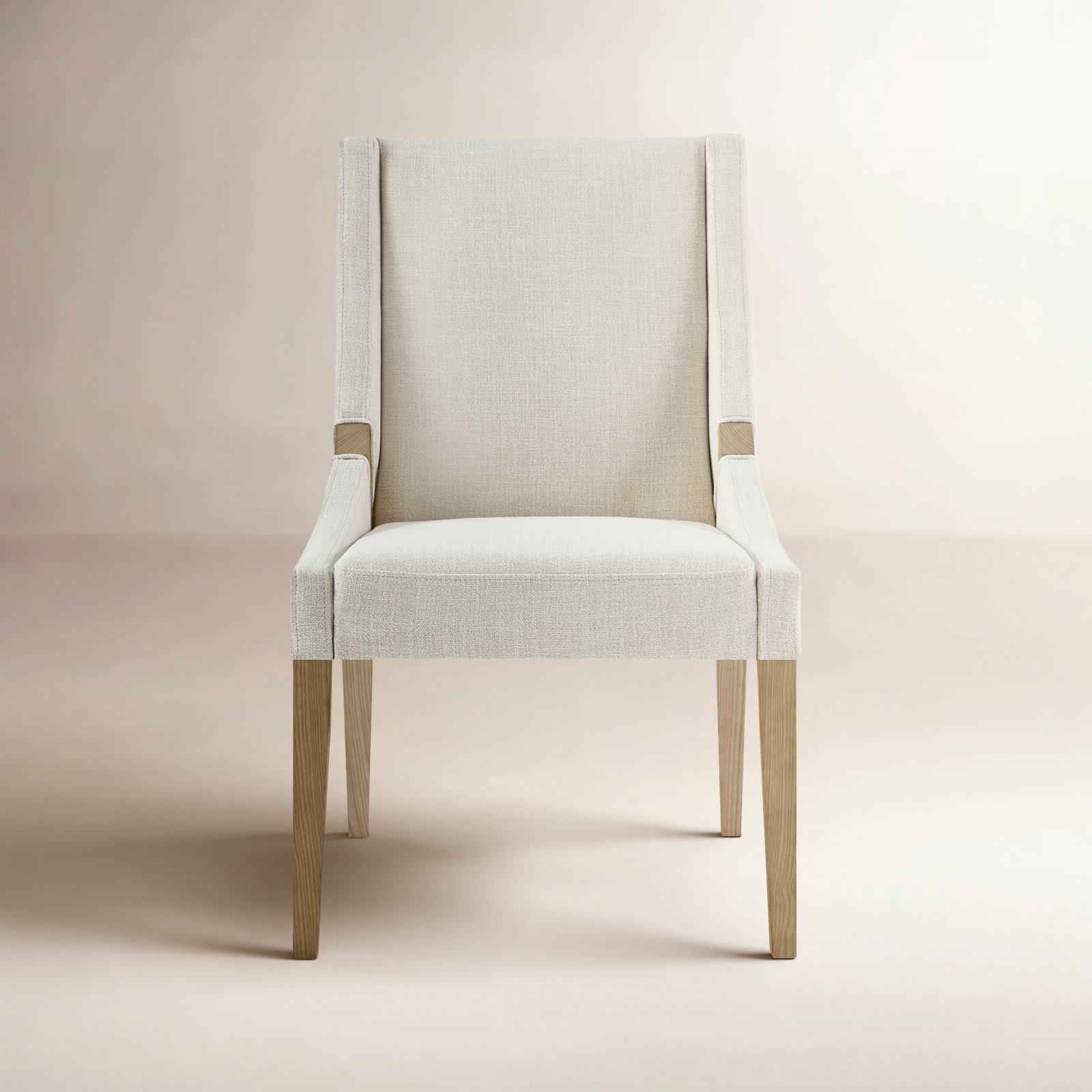 Annie Linen Dining Armchair, Natural Wood, Effie Linen Performance Linen
